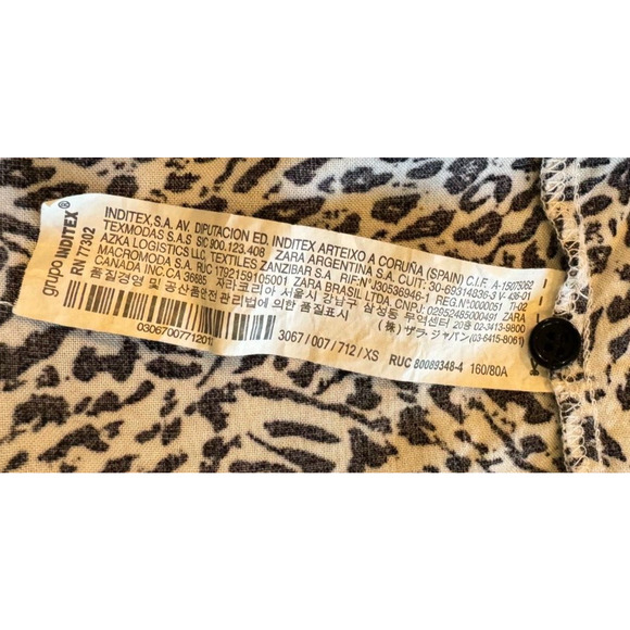 Zara Womens XS Long Sleeve Animal Print Blouse Black White Work Office Party - Picture 6 of 7